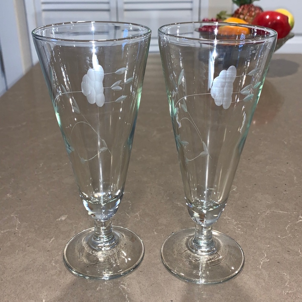 NIB Set of 2 Vtg Princess House Heritage Crystal Pilsner Glasses #442 8 oz